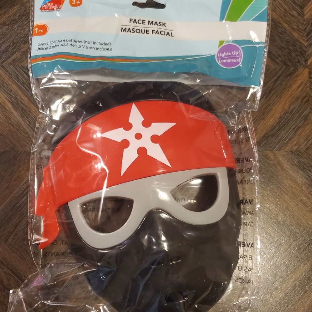 Kids Ninja Halloween Mask w/ Light- New